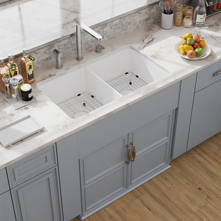 kitchen with two sinks