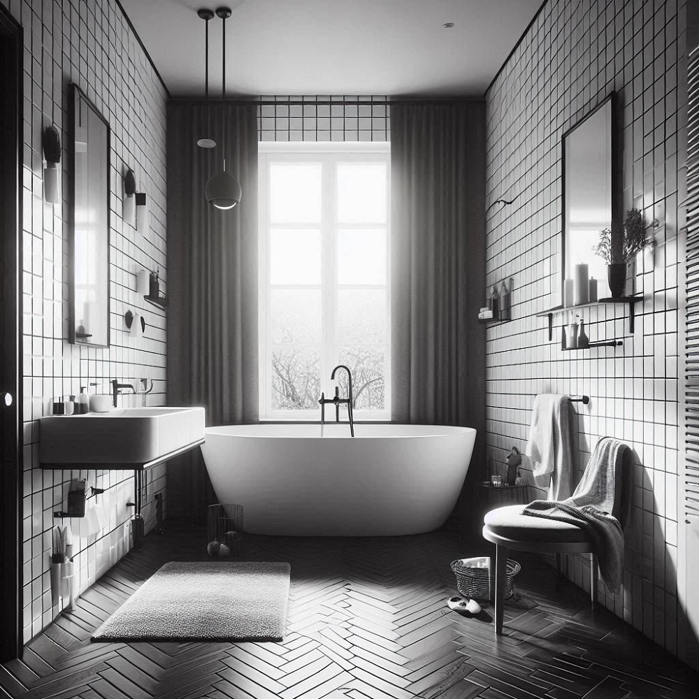 gray and black bathroom