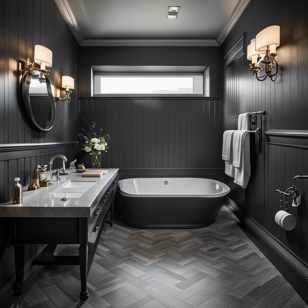 gray and black bathroom