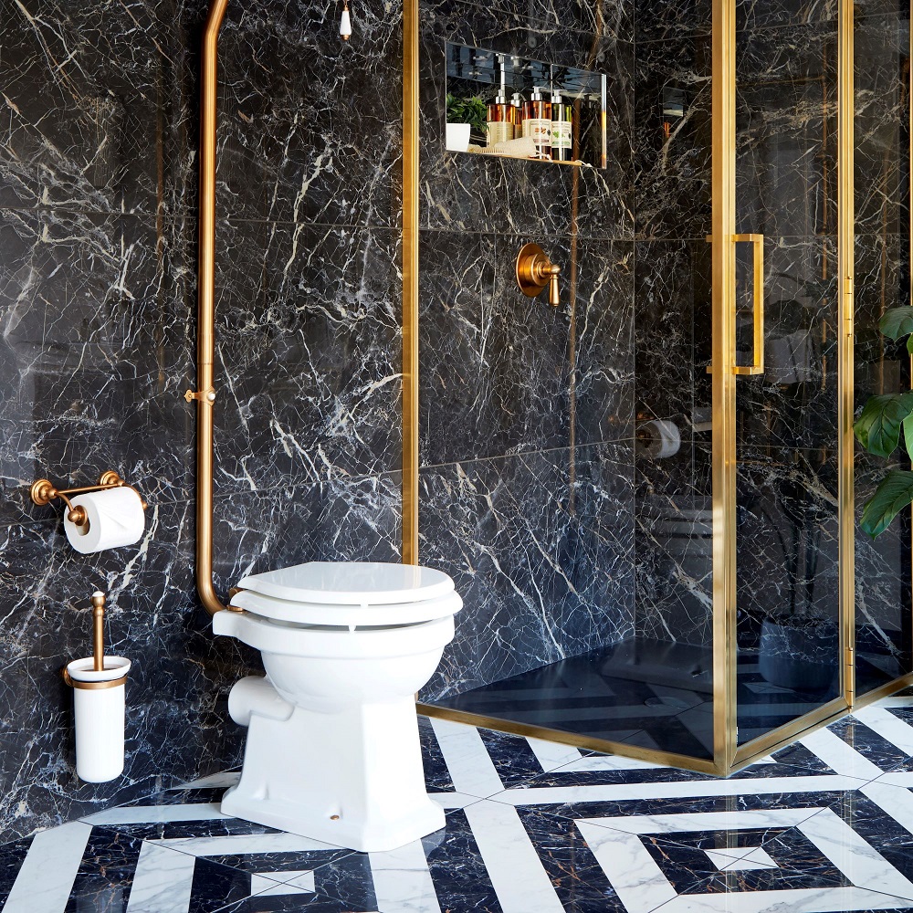 gray and black bathroom