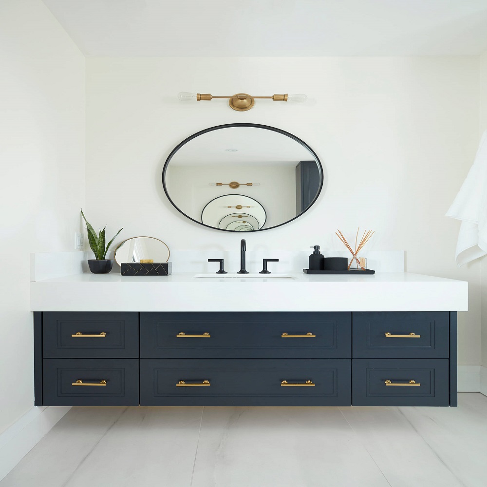 black and blue bathroom