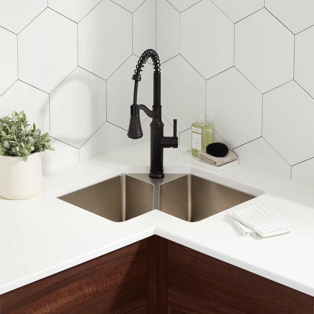 undermount kitchen corner sinks